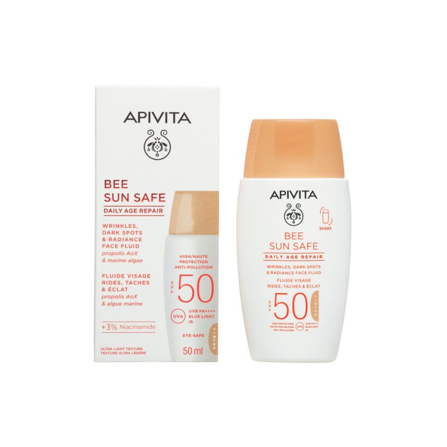 BEE SUN SAFE TONIRANI FLUID ZA LICE PROTIV MRLJA & STARENJA SPF50